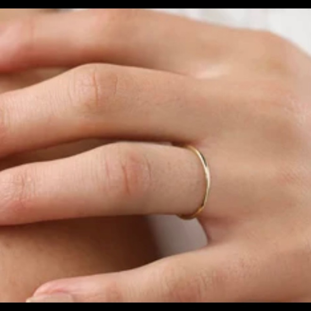 Rose Gold Thin Minimalist Stackable Band - Picture 3 of 5